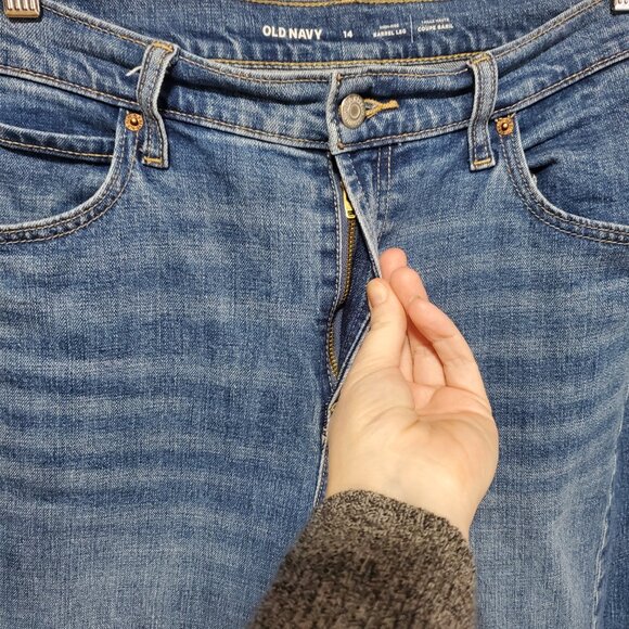 OLD NAVY High-Rise Baggy Barrel Jeans 25" Ankle Loose Fit Balloon Blue Womens 14 - Picture 5 of 15